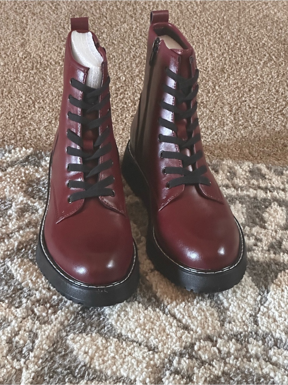 Madden Girl Women S Kurrt SyntheticCombat burgundy size 10